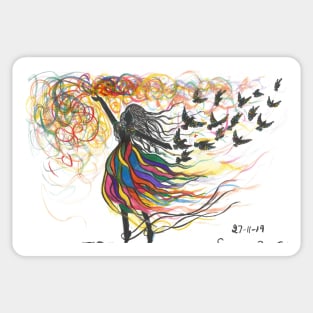 freedom colorful ink painting Sticker